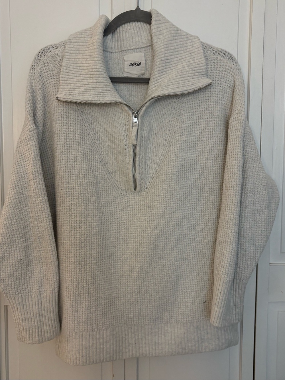 aerie Men’s Cream Half-Zip Waffle Knit Pullover